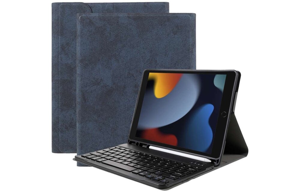 Just in Case Vintage Bluetooth Keyboard Cover - Apple iPad 10.2 - Zwart - Beschermhoes