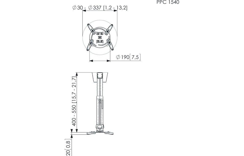 Vogel's PPC 1540 projector plafondbeugel Zilver - Muurbeugel