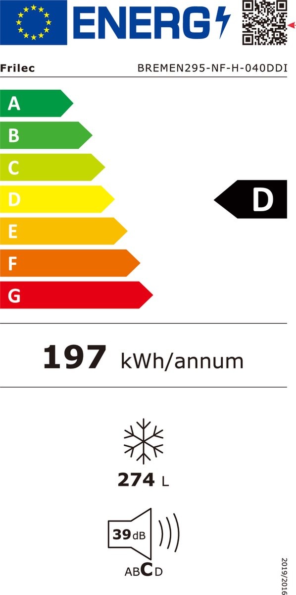 Frilec BREMEN295-NF-H-040DDI - Vrieskast
