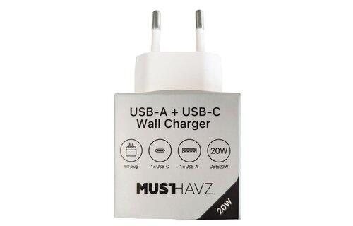 Musthavz thuislader USB-A+USB-C Wit