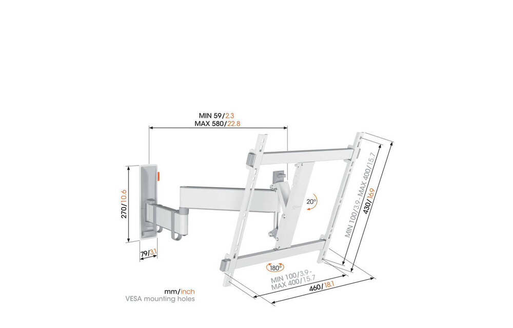 Vogel's TVM 3445 Wit Draaibare Tv-beugel - TV muurbeugel