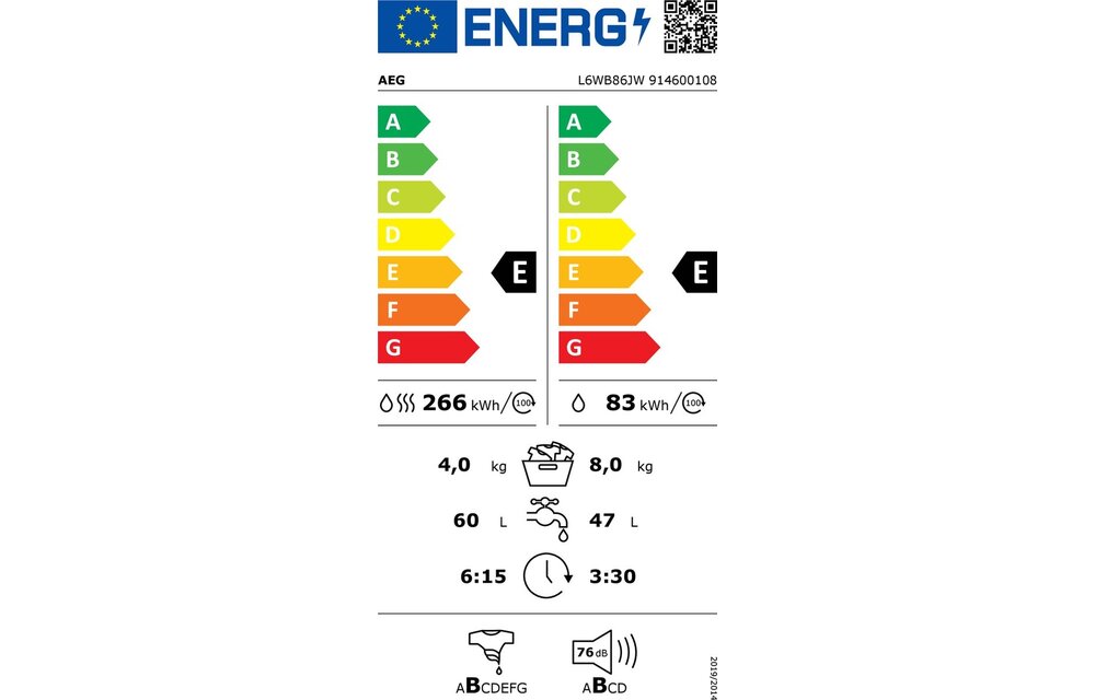 AEG L6WBN86JW - Was-droogcombinatie