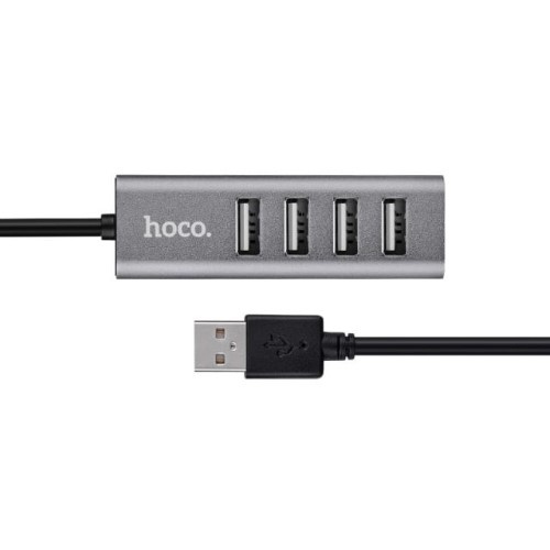 Hoco USB 2.0 HUB 4 poorten Grijs - USB-hub