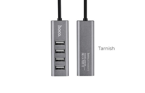 Hoco USB 2.0 HUB 4 poorten Grijs - USB-hub