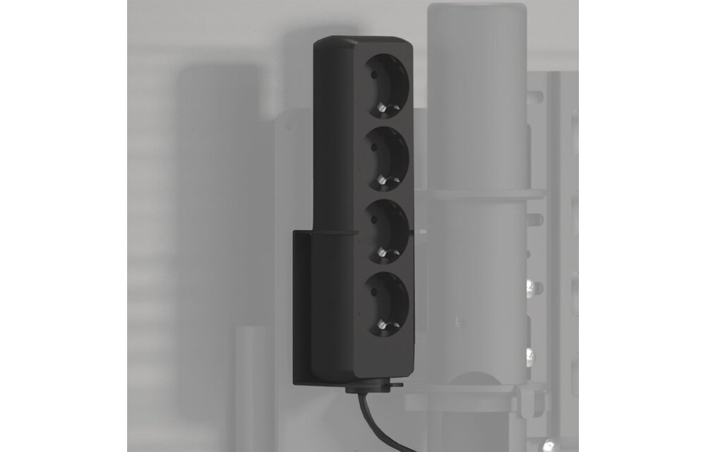 Cavus CHU04SB150B 4-voudig randaarde stekkerblok met houder Zwart