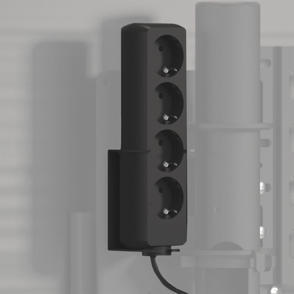 Cavus CHU04SB150B 4-voudig randaarde stekkerblok met houder Zwart