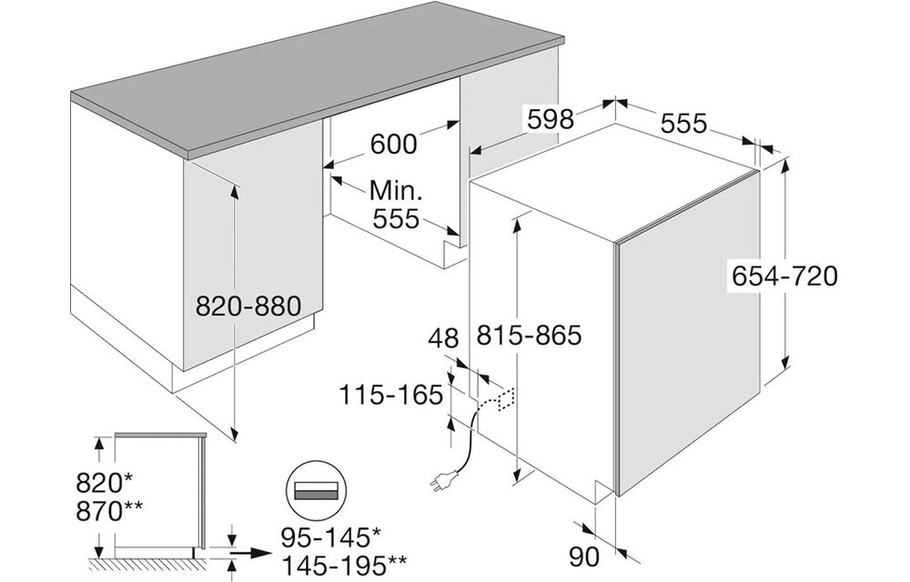 ETNA VW544N - Inbouw vaatwasser