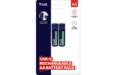 Trust USB-C oplaadbare AA-batterijen