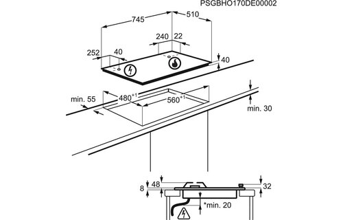 AEG HGB75500SM - Gaskookplaat