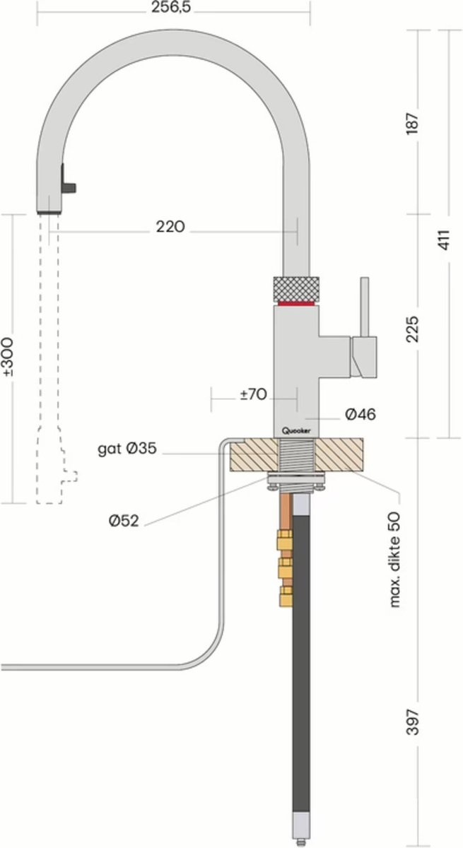 Quooker FXRCHR Keukenmengkraan Flex Chroom - Heetwaterdispenser
