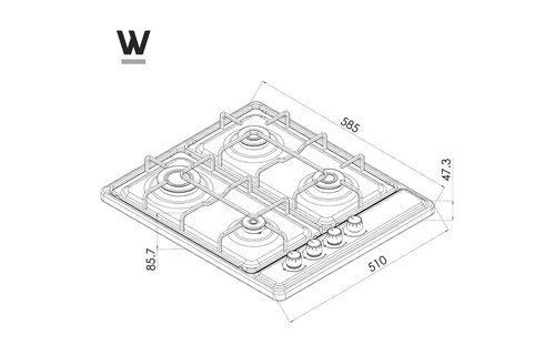 Wiggo WH-G604F(B) - Gaskookplaat