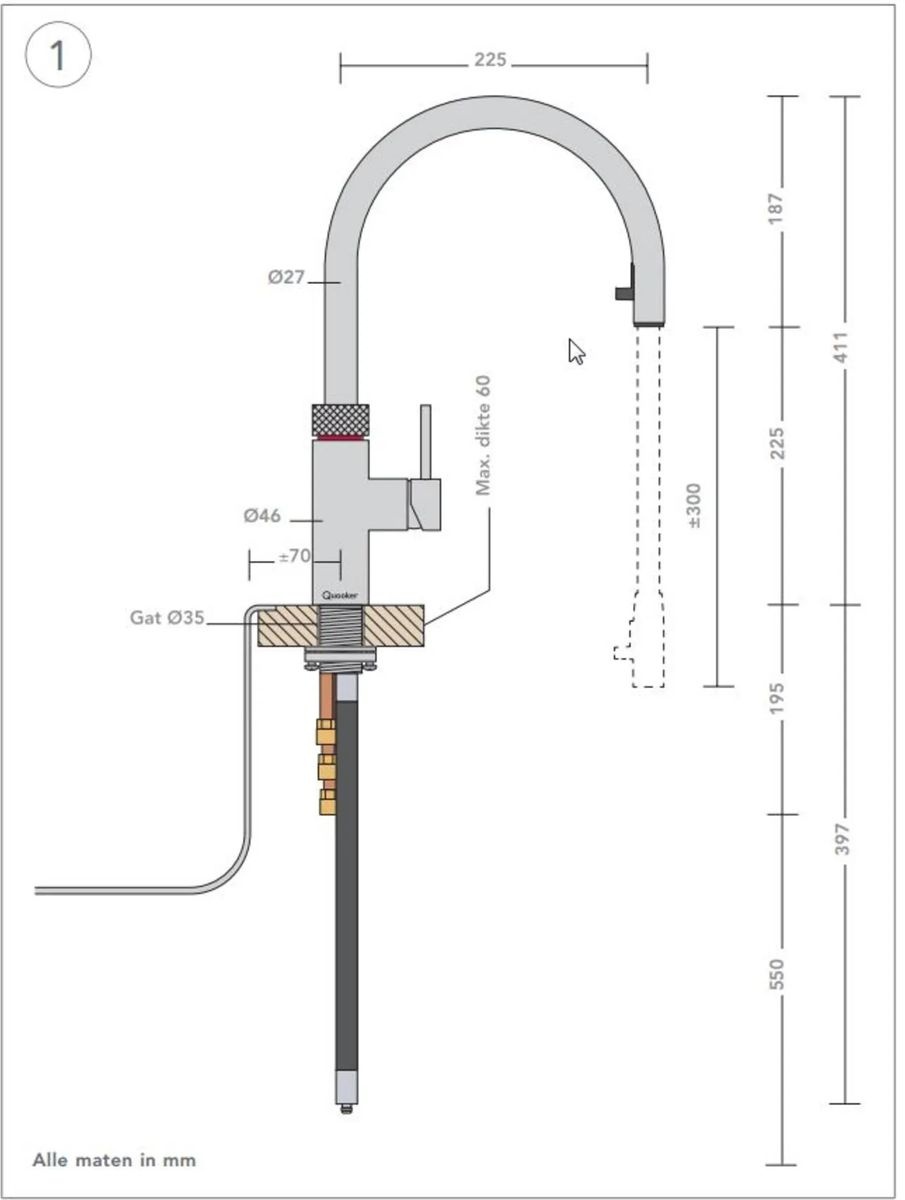 Quooker FXSSST Flex RVS - Heetwaterdispenser