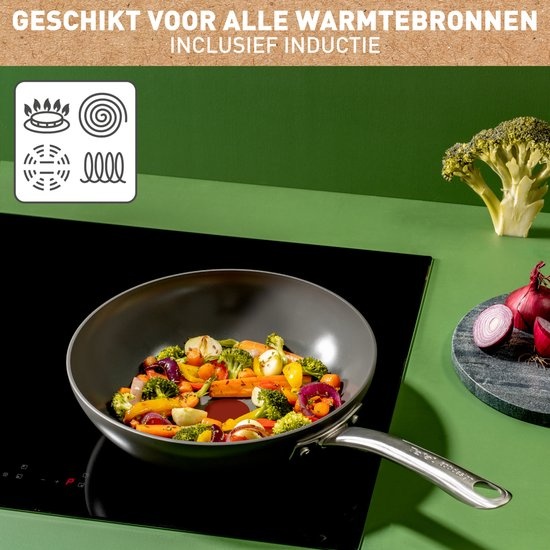 Tefal Renew+ Wokpan 28cm Zwart