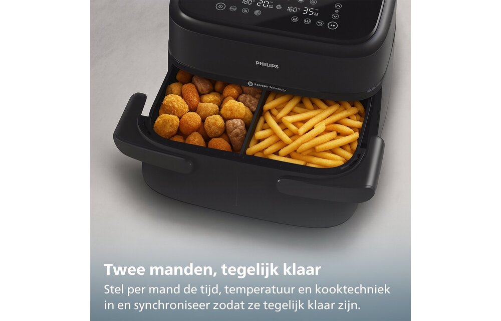 Philips Dual Basket Airfryer NA150/00 - Hetelucht friteuse