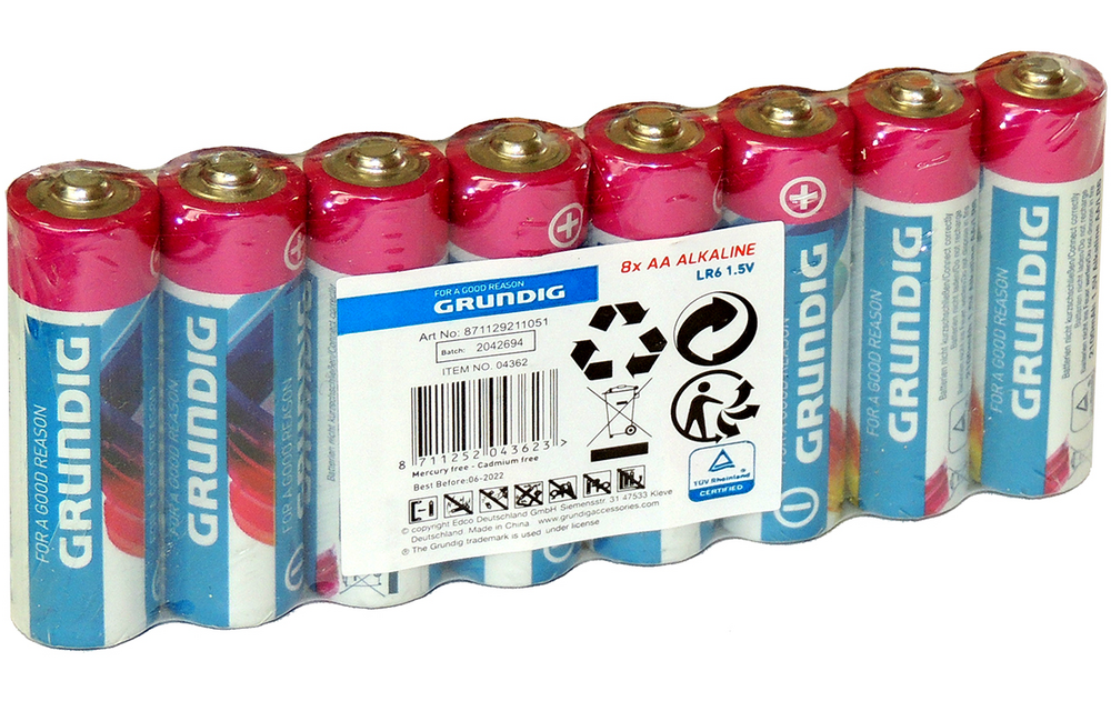 Grundig 8-pack 2100mah Alkaline AA Batterijen
