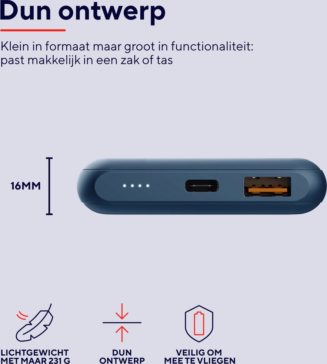 Trust Redoh Fast 10.000 mAh Blauw - Powerbank