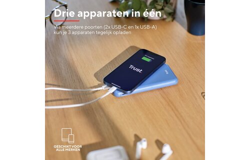 Trust Redoh Fast 10.000 mAh Blauw - Powerbank