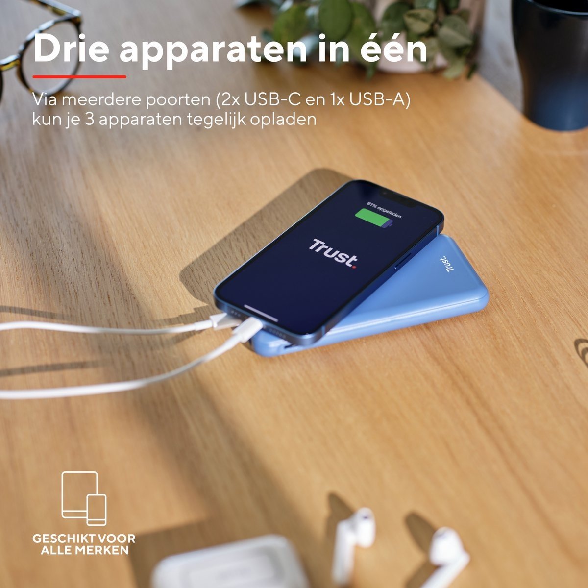 Trust Redoh Fast 10.000 mAh Blauw - Powerbank