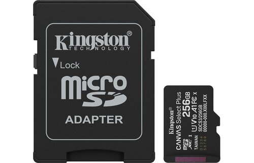 Kingston Canvas Select Plus Gen. 3 microSDXC 256GB met SD-adapter - Micro SD kaart