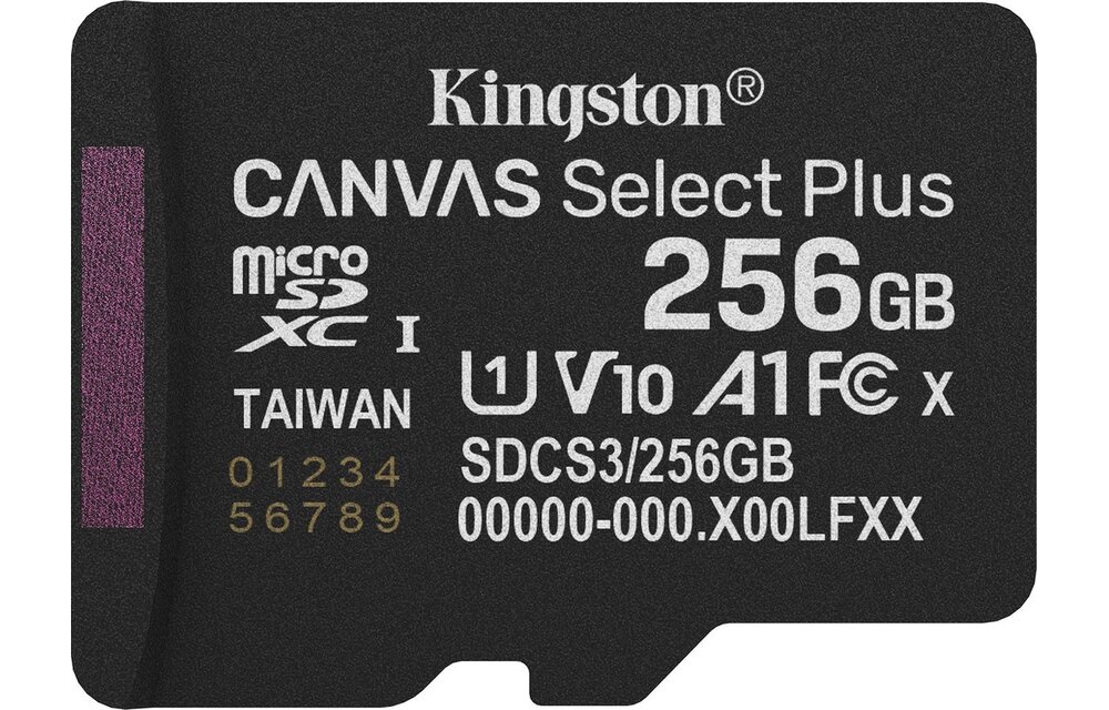 Kingston Canvas Select Plus Gen. 3 microSDXC 256GB met SD-adapter - Micro SD kaart