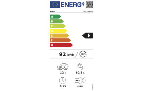 Bosch SBV2ITX22E XL - Inbouw vaatwasser