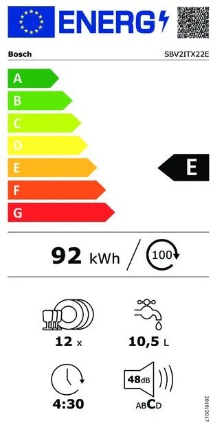 Bosch SBV2ITX22E XL - Inbouw vaatwasser