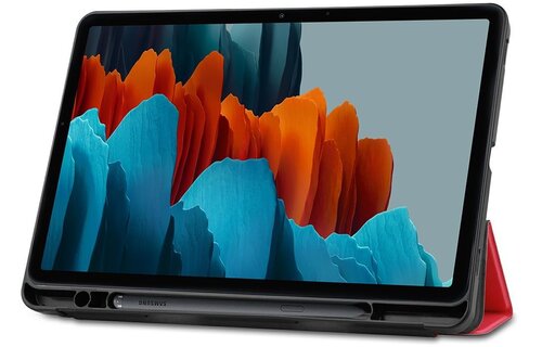 Just in Case Samsung Galaxy Tab S7 TriFold Smart Book Case Pen Slot Rood - Beschermhoes