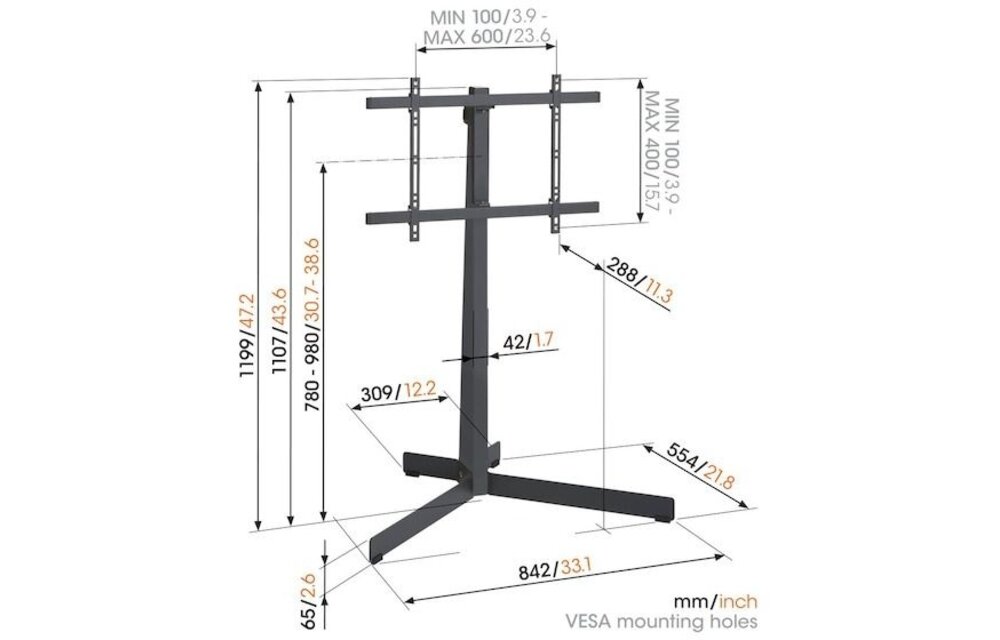 Vogel's TVS 3695W Wit TV Vloerstandaard (40-77 Inch) - TV muurbeugel