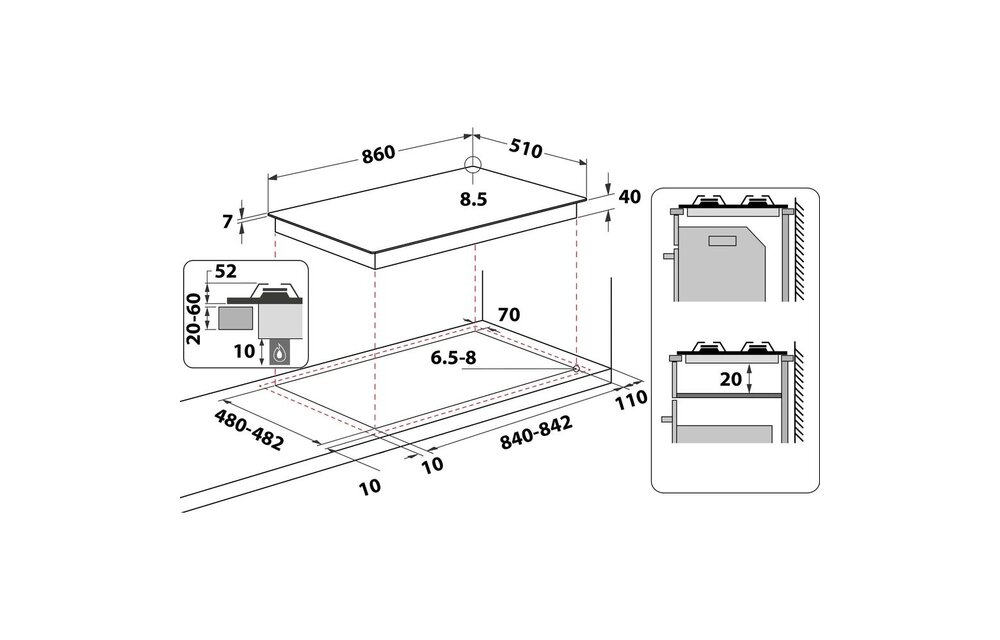 Whirlpool GMAL 9522/IXL - Gaskookplaat