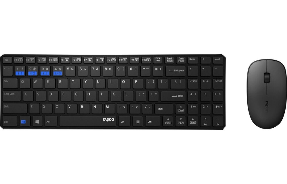 Rapoo 9300M Zwart - Toetsenbord + muis set