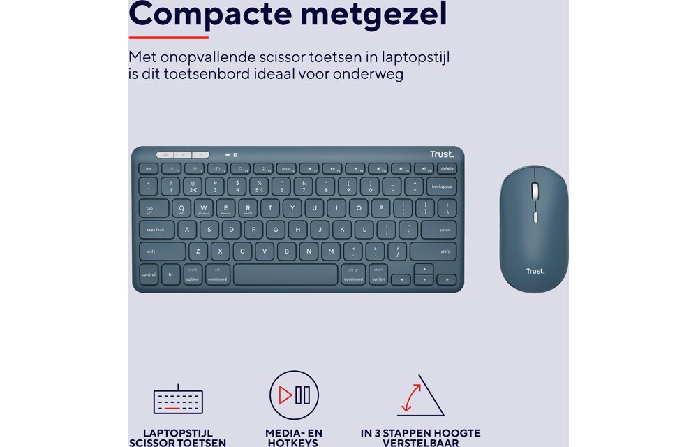 Trust Lyra Blauw - Toetsenbord + muis set