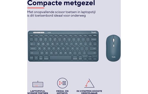 Trust Lyra Blauw - Toetsenbord + muis set