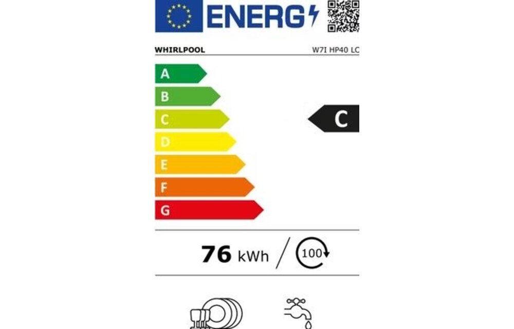 Whirlpool W7I HP40 LC MaxiSpace - Inbouw vaatwasser