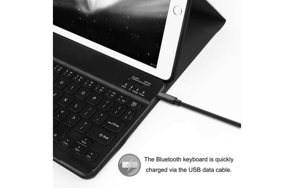 Just in Case Premium Bluetooth keyboard hoes voor iPad 9.7 (2017/2018) Zwart - Tablethoes