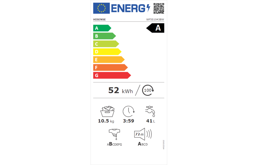 Hisense WF5S1043BW - Wasmachine