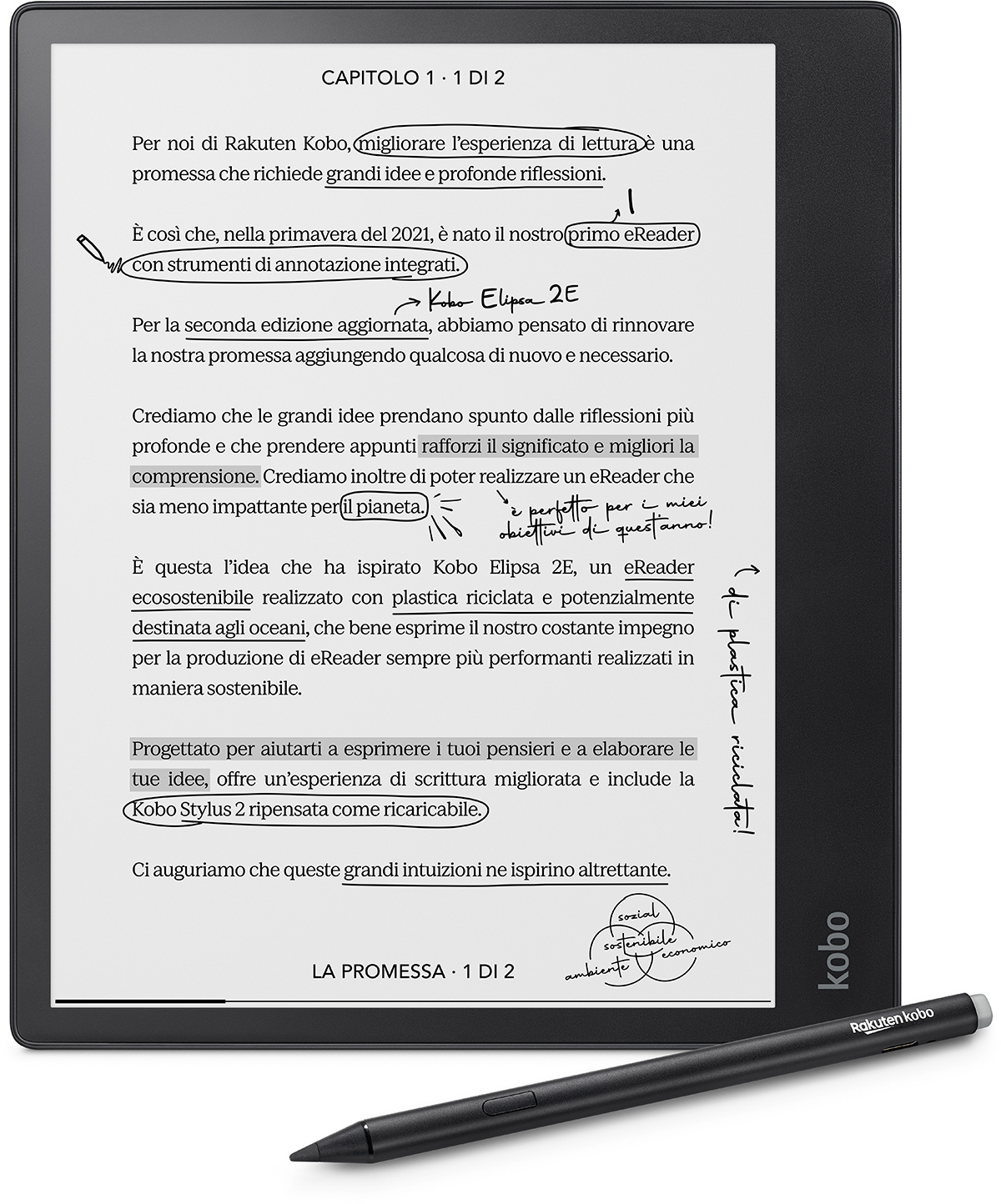 Kobo Elipsa 2E + Kobo Stylus 2 - E-reader