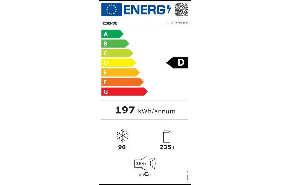 Hisense RB434N4BCD - Koel-vriescombinatie