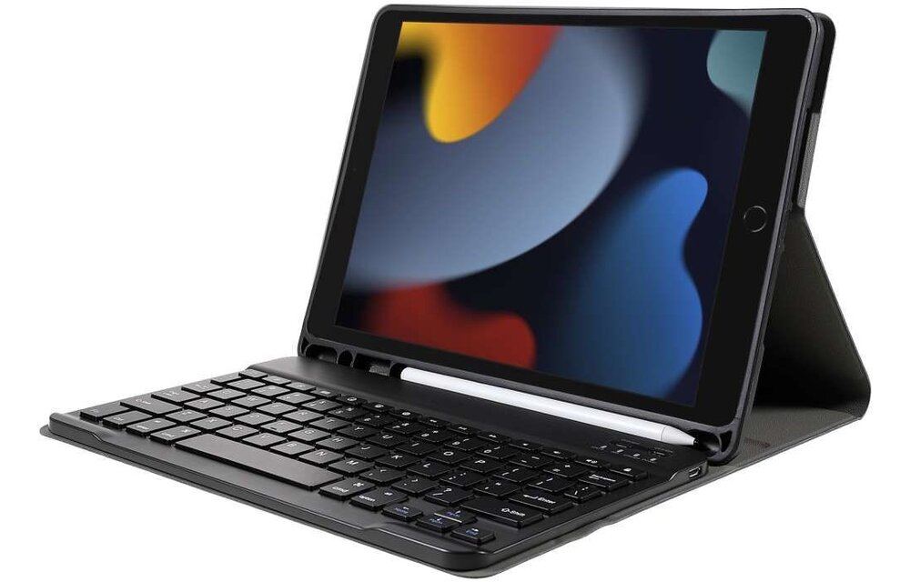 Just in Case Vintage Bluetooth Keyboard Cover - Apple iPad 10.2 - Zwart - Tablethoes