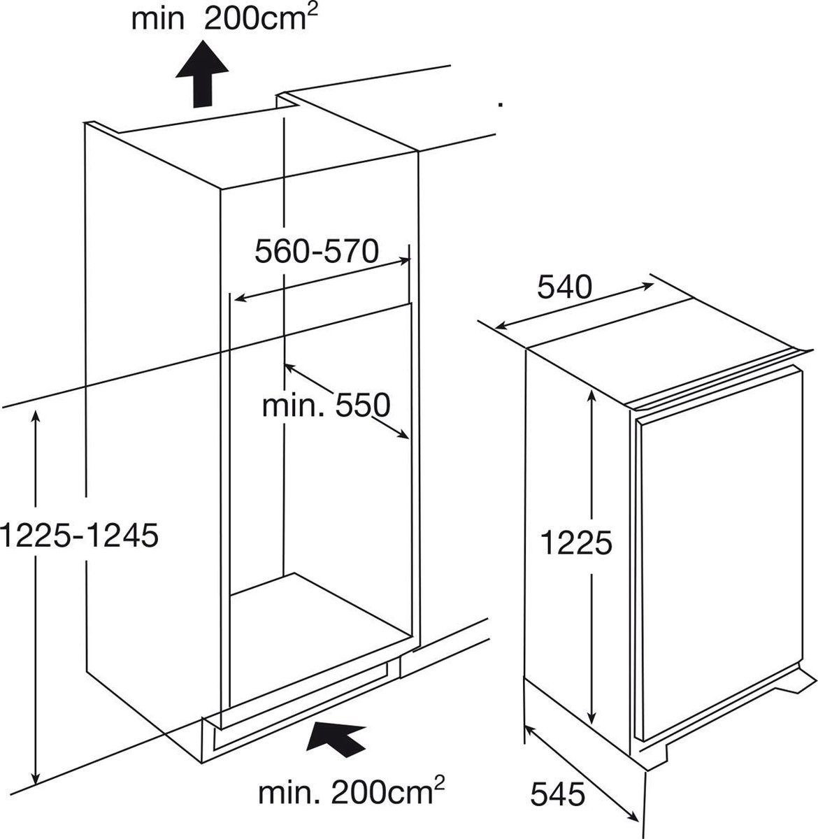ETNA EEK206VA - Inbouw koel-vriescombinatie