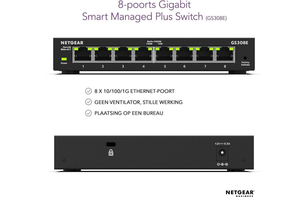 Netgear GS308E-100PES - Netwerk switch