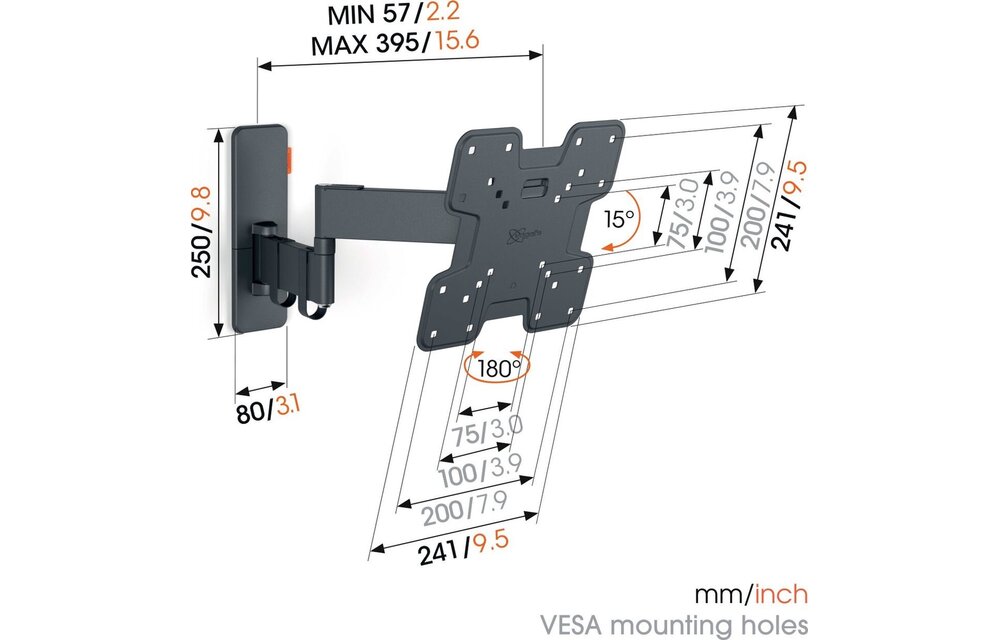 Vogel's TVM 1245 Draaibare TV beugel (19 - 43 inch) - TV muurbeugel