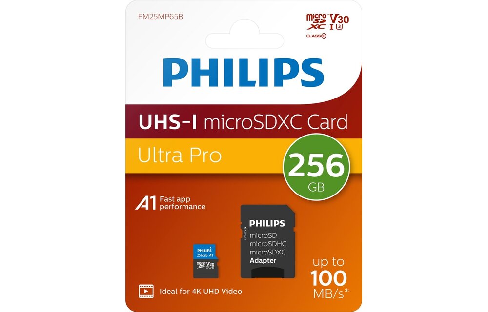 Philips MicroSDXC UHS-I U3 Kaart 256GB - Micro SD kaart