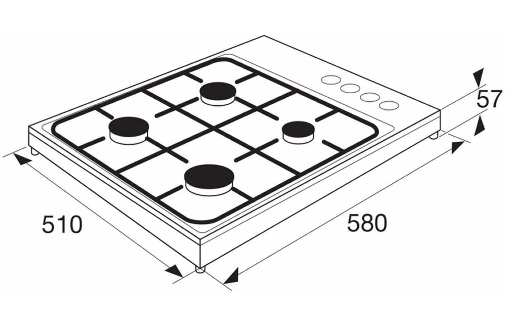 ETNA KGV158WIT - Gaskookplaat