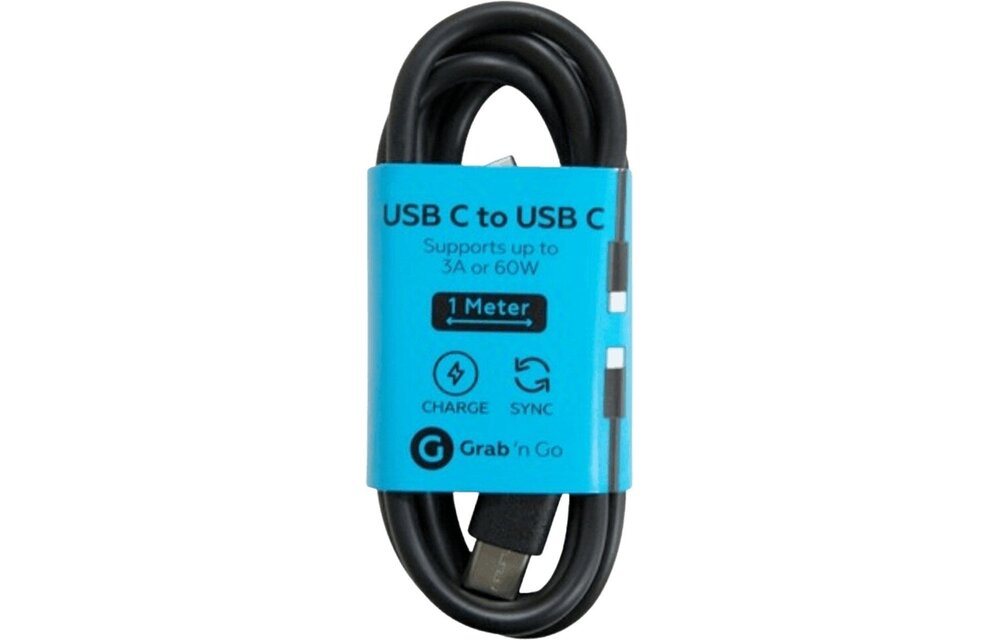 Grab 'N Go USB-C kabel Zwart 1 meter