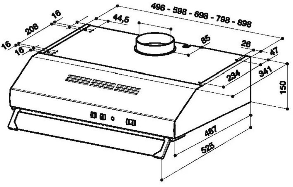 Beko CFB 6432 XG - Onderbouw afzuigkap
