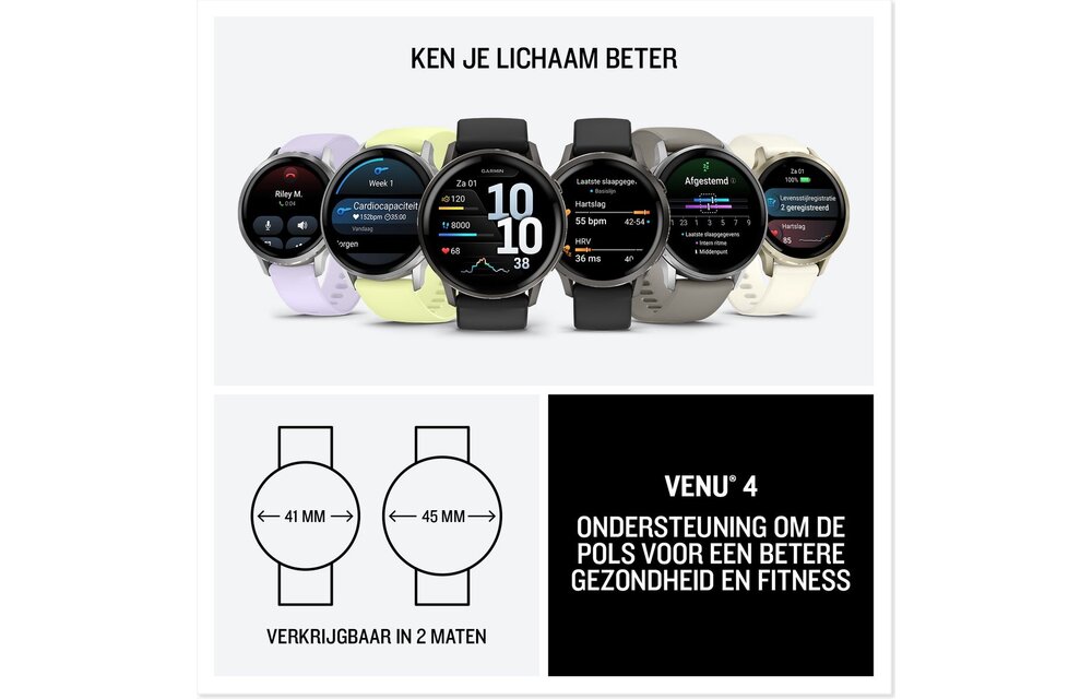 Garmin Venu 4 45mm Zilver/Grijs - Smartwatch