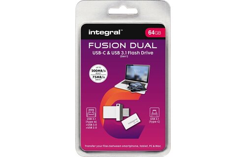 Integral Fusion Dual 3.0 USB-C 64GB - USB-stick