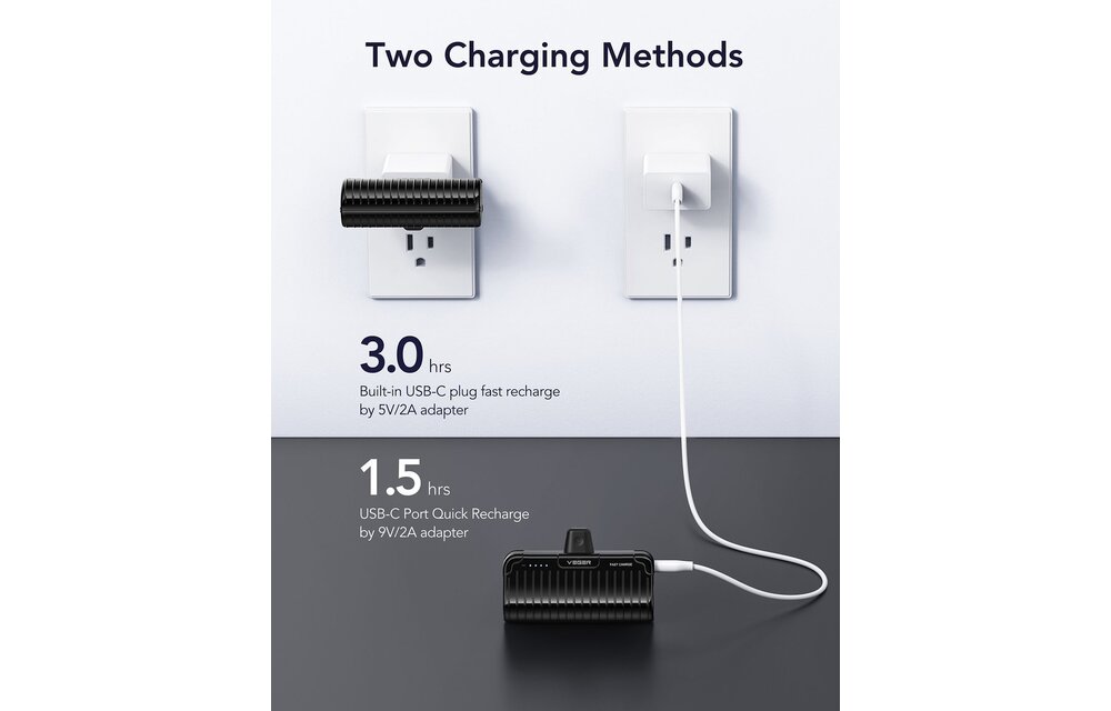 Veger PlugOn Pro-C W0558 5000mAh Zwart - Powerbank