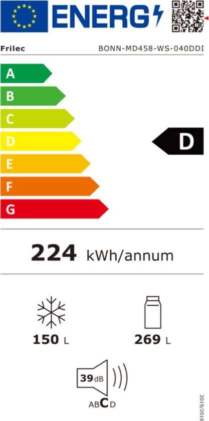 Frilec BONN-MD458-WS-040DDI - Koel-vriescombinatie