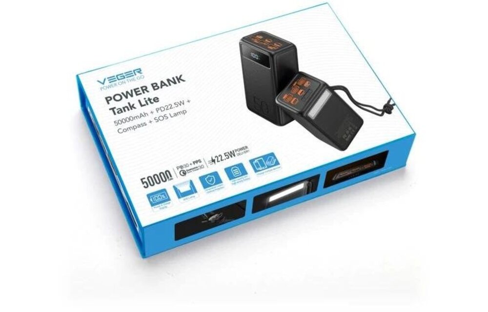 Veger Tank Lite W5001 50.000 mAh Zwart - Powerbank